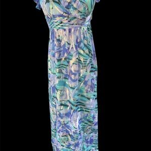 Floral Blue and Green Dress